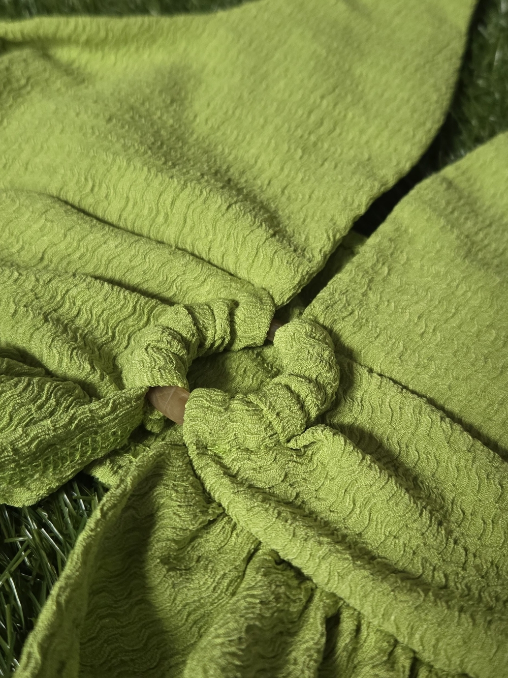 Textured Lime Green Twist-Front Top